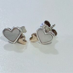 Sterling silver and gold Pandora heart earrings